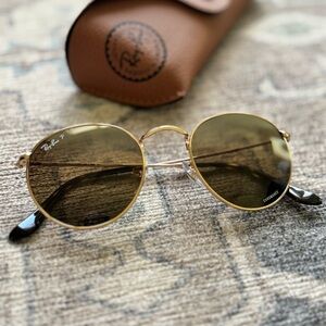 Ray-Ban round metal Chromance sunglasses